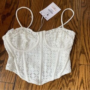 NWT New Bershka by Zara White Eyelet Corset Cami Top XS